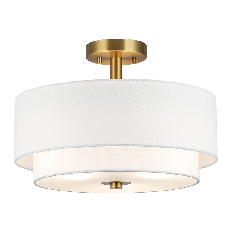 Nichoel Linen Semi Flush Mount, Brass