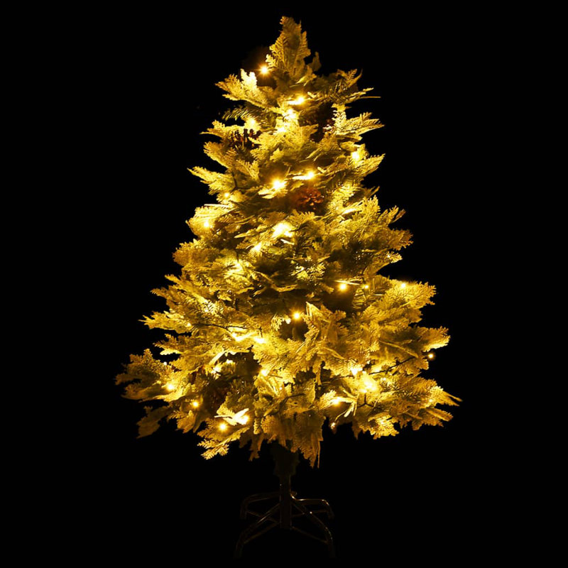 Christmas Tree with LEDs and Pine Cones Green Holiday Decor, 4.92ft H x 2.95ft W x 2.95ft D