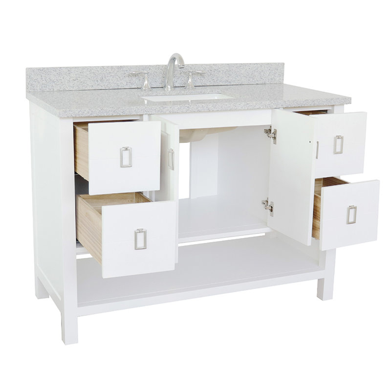 Wilhoit 49'' Single Bathroom Vanity with Top, White/Gray Granite