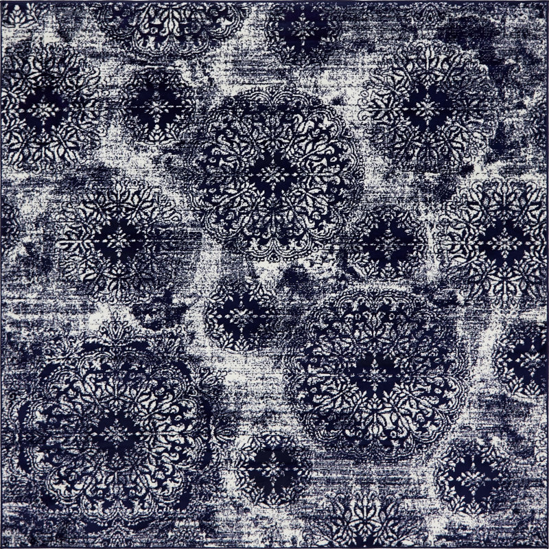 Tapis floral Brandt, Carré 8 pi, Marine