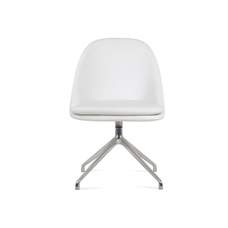Chaise d'appoint pivotante Avanos Spider, Chrome, Blanc