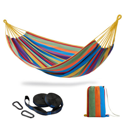Double hamac avec sangles d'arbre, hamac pour 2 personnes pour patio extérieur et intérieur, capacité de poids de 450 lb