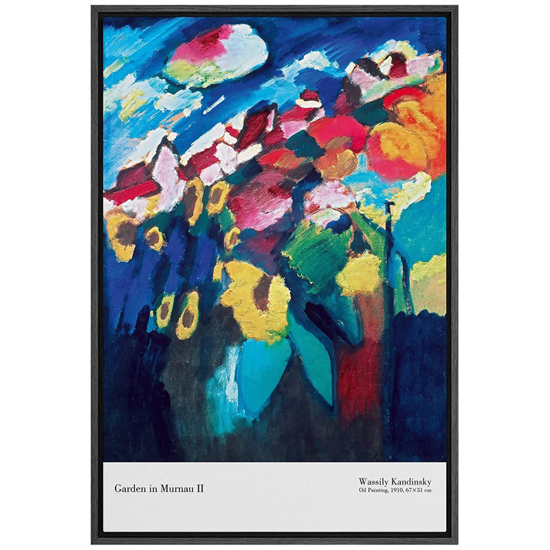 «Garden in Murnau» par Wassily Kandinsky - impression sur toile, H 24 po x l 16 po x P 1,5 po, Cadre noir