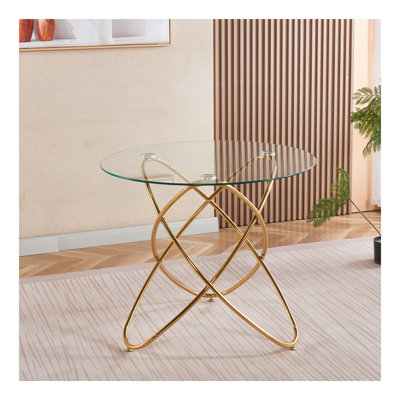 Table de salle à manger avec pieds en métal doré et verre trempé, table de cuisine moderne pour le salon, pieds en métal de couleur dorée