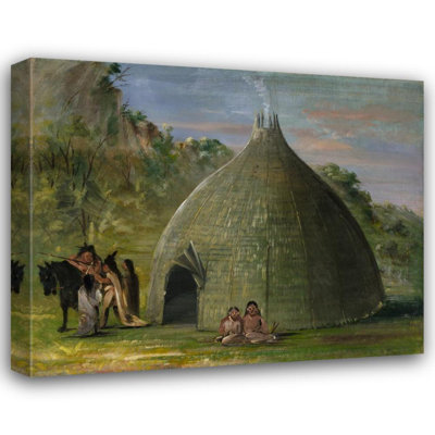 "Wichita Lodge, Thatched with Prairie Grass" by  George Catlin - Gallery Wrap Canvas Wall Art