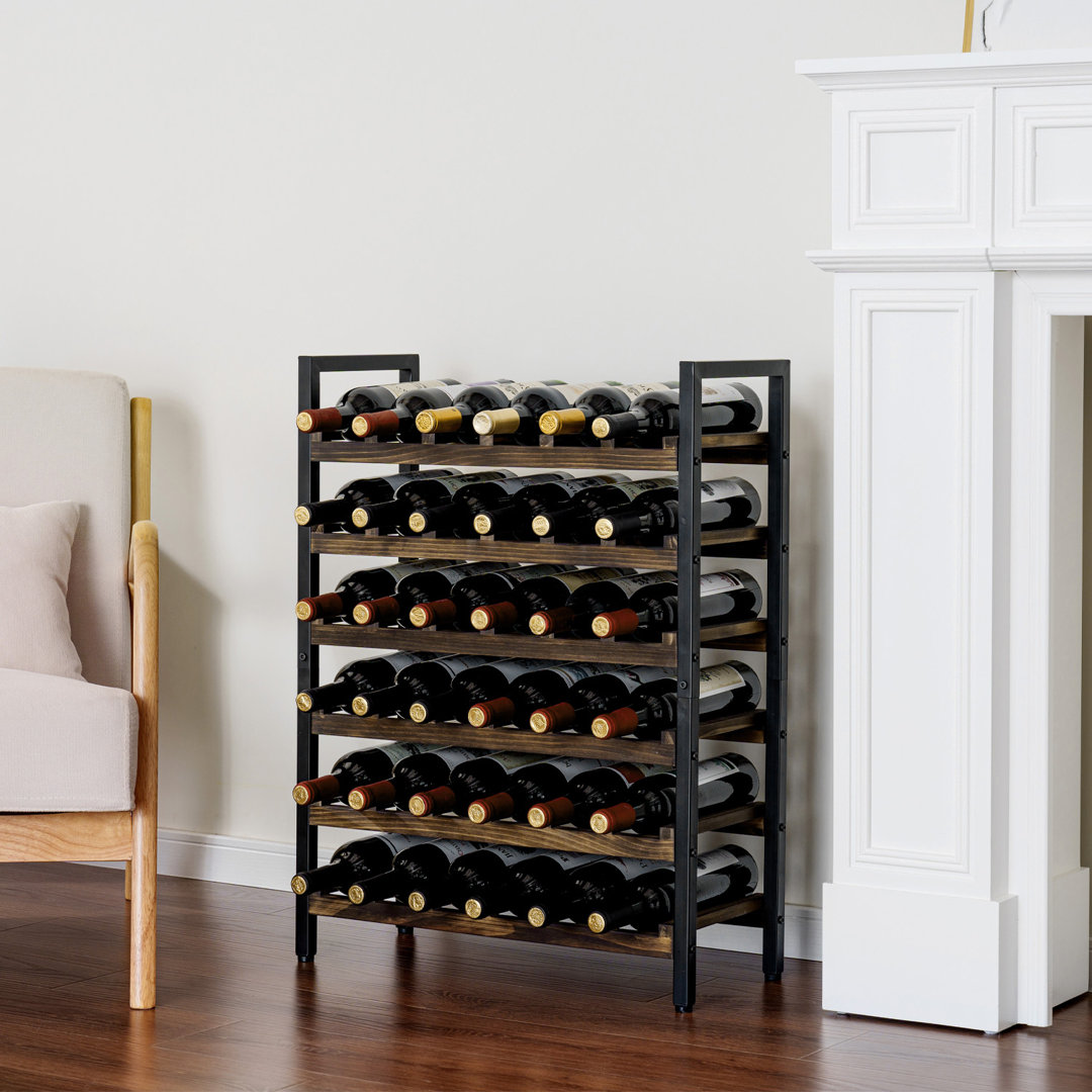 Catelaya 36 Bottle 6 Tier Floor Wine Bottle Rack in Brown Millwood Pines