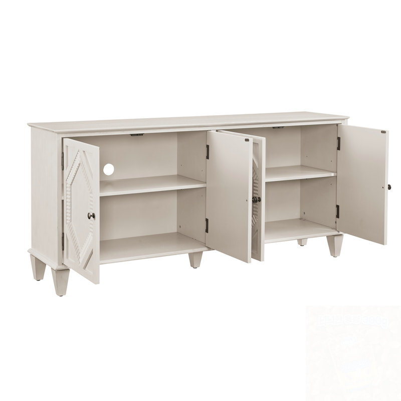 4-door sideboard with cabinet Storage and sturdy legs, Antique White
