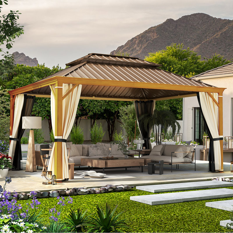 Aluminum Patio Gazebo with Double Roof, 12 ft. W x 20 ft. D