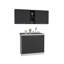 Ensemble de cuisine 2 pièces, 150 armoire murale + évier utilitaire avec armoire, noir / blanc