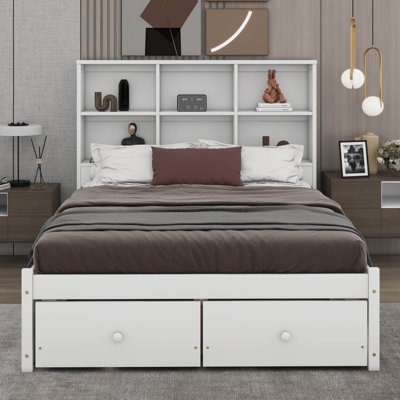 Alberdine Full Size Platform Bed with Storage Headboard, Charging Station and 2 Drawers -  Red Barrel StudioÂ®, DCA0A5D107EB4506B7F5D24807E2BA1C