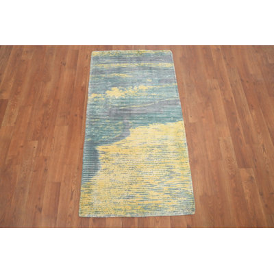 Tapis Coastal Serenity Abstract 2x4 avec tons de bleu doux