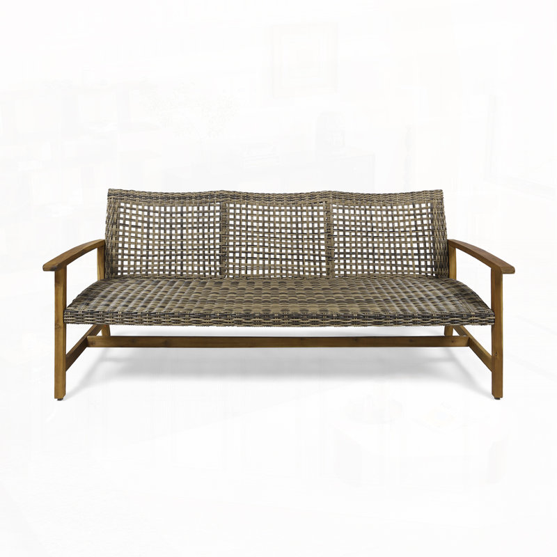 75.25" Outdoor Wood Paito Sofa, Brown/Natural