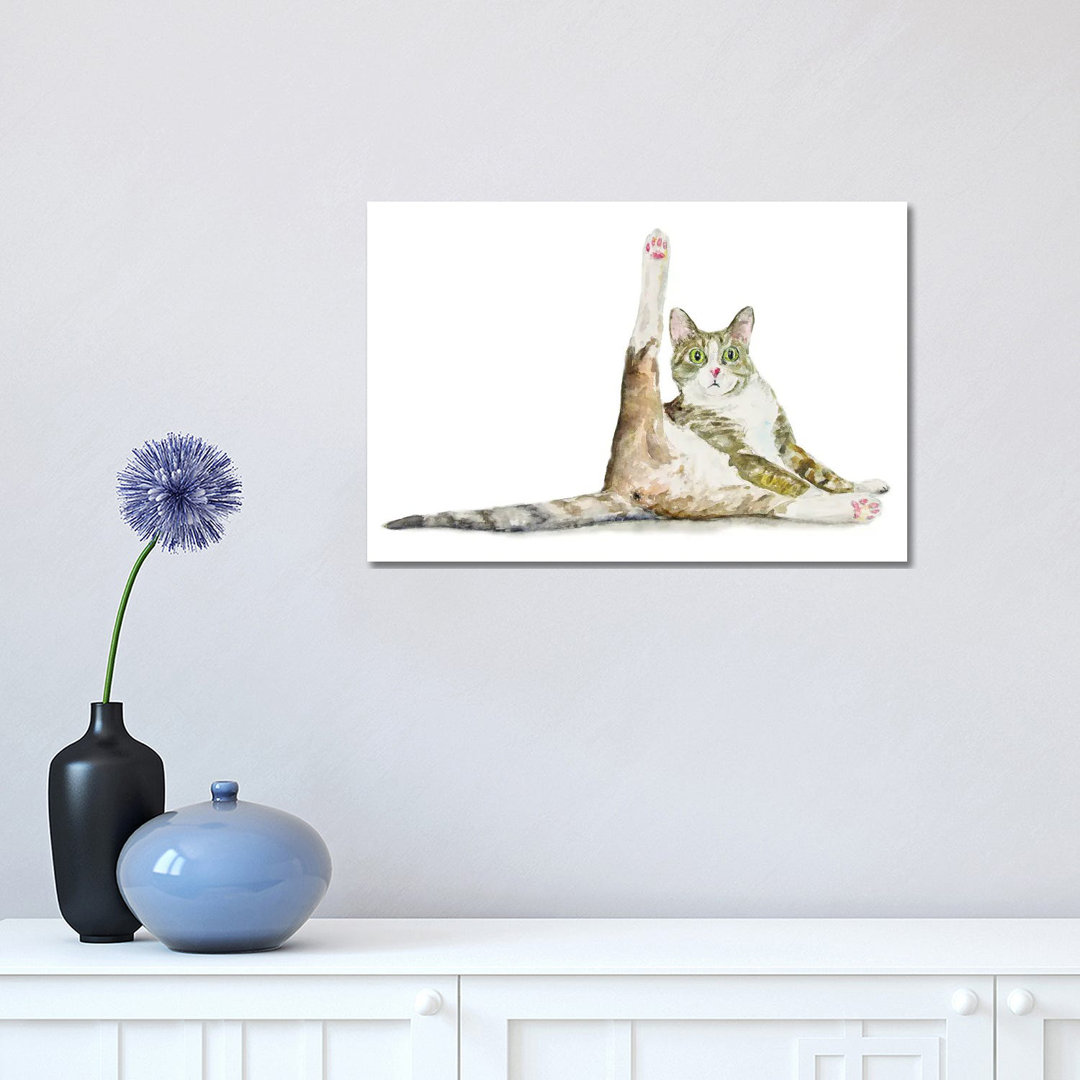 " Funny Yoga Cat " by Alexey Dmitrievich Shmyrov Painting Print East Urban Home 