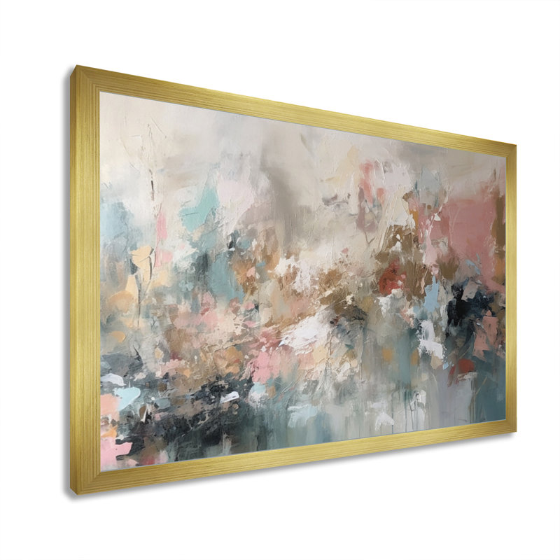 "Brushstroke", peinture abstraite I, Cadre photo unique, H 16 po x l 32 po, Doré