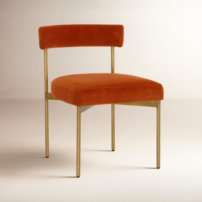 Seneca Upholstered Dining Chair, Cream, Gold