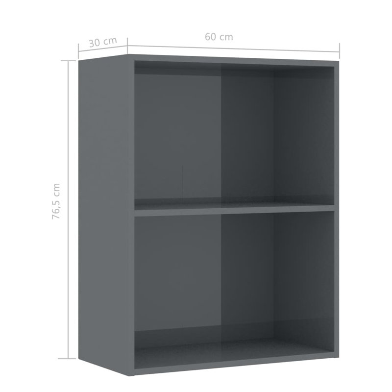 Jacinda Standard Bookcase, Concrete Grey, (2 Shelves) 76.5cm H x 60cm W x 30cm D