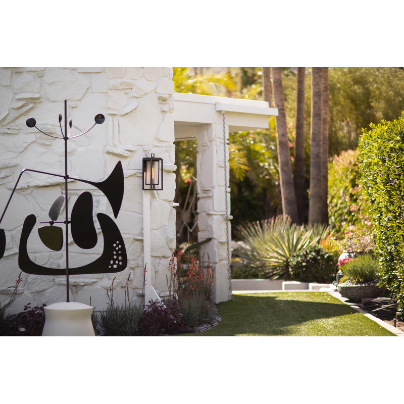 Republic Seeded Glass Outdoor Wall Mount Lantern, Black, 12" H x 7" W x 6.75" D