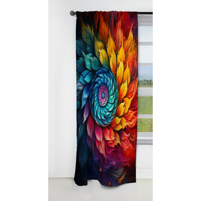 Landyn - Fractal Curtain - Blackout Abstract Curtain - 1 Panels