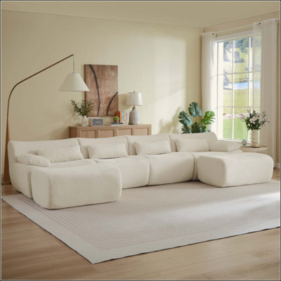 Canapés modulaires pour salon, canapé convertible en U avec repose-pieds