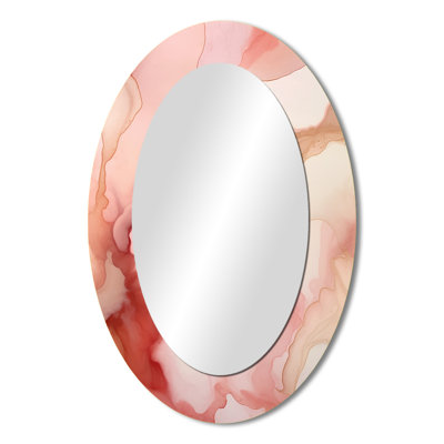 Pink And Gold Enchanted Spills IV - Modern Oval Wall Mirror