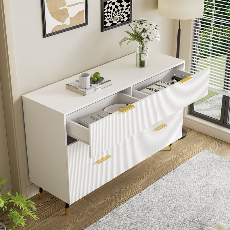 Chest Od Drawers Sideboard With 6 Drawers, White