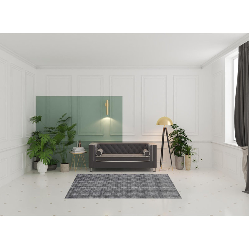 Tapis gris foncé et écossais tissé à la main 5 pi x 8 pi