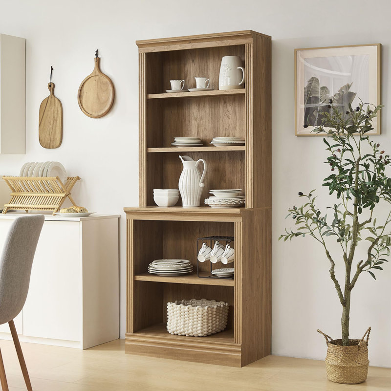 Modular Bookcase Bookshelves System, Oak, 72.5" H x 31.5" W x 14" D