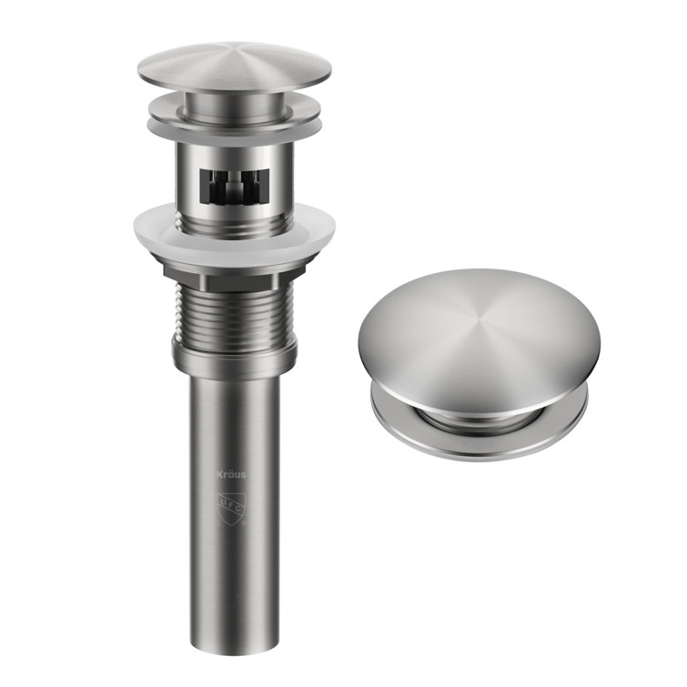 KRAUS Pop-Up Drain For Bathroom Sink With Overflow In Spot-Free Stainless Steel, PU-11SFS