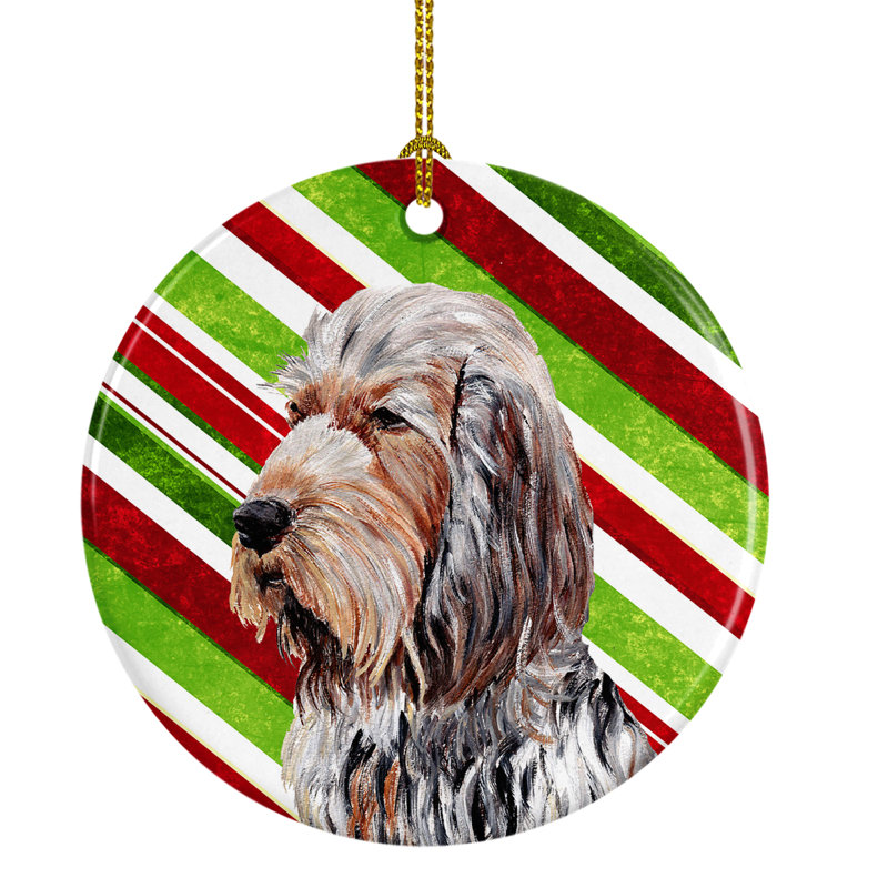 Ornement figurine suspendu en céramique de noël chien à loutre