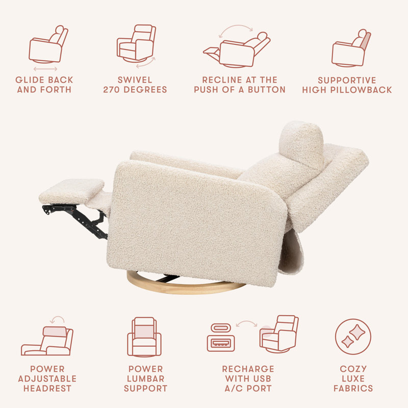 Sigi Pro Power Recliner and Swivel Glider with Power Adjustable Headrest and Lumbar Support, Beige