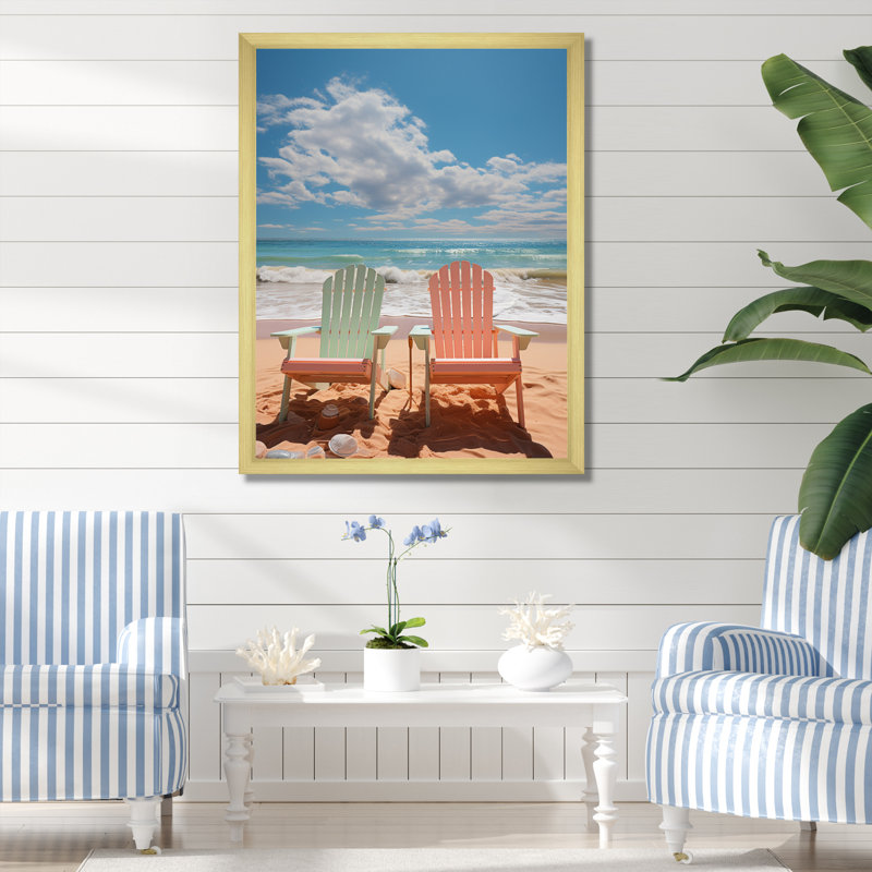 Nautique et plage, art mural sur toile, H 20 po x l 12 po x P 1 po, Encadrement doré