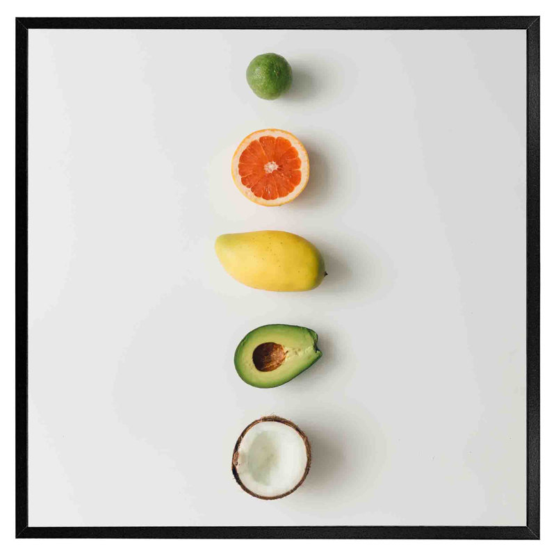 Genia Selection Of Fruit - Single Picture Frame Print, Black, 61cm H x 61cm W x 4cm D
