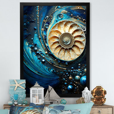 Nautilus, saphir, coquillages I sur toile