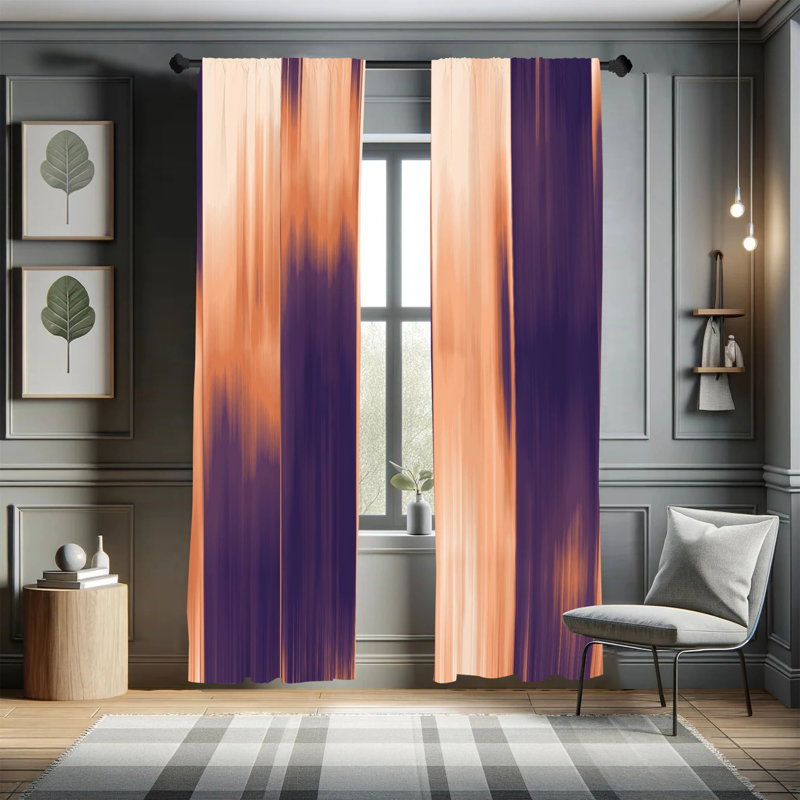 Microfiber Floral Semi-Sheer Rod Pocket Curtain Panels, 28" W x 95" L, Chocolate/Blue