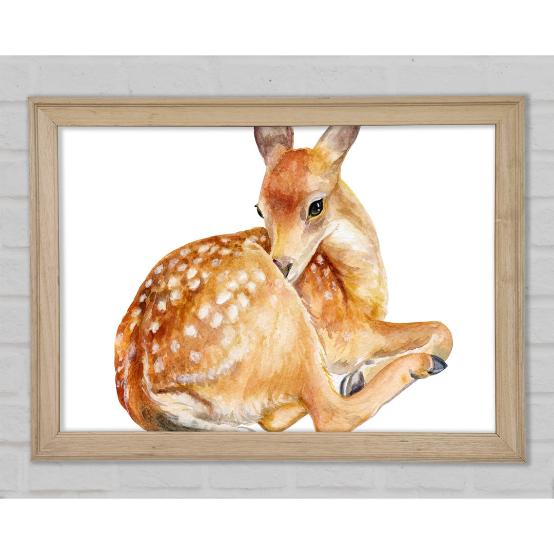 Aquarell Woodland Deer Gerahmter Druck