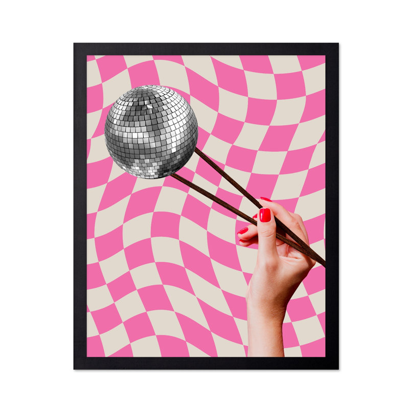 Disco Ball No1, Cadre noir, Canevas, H 12 po x l 16 po