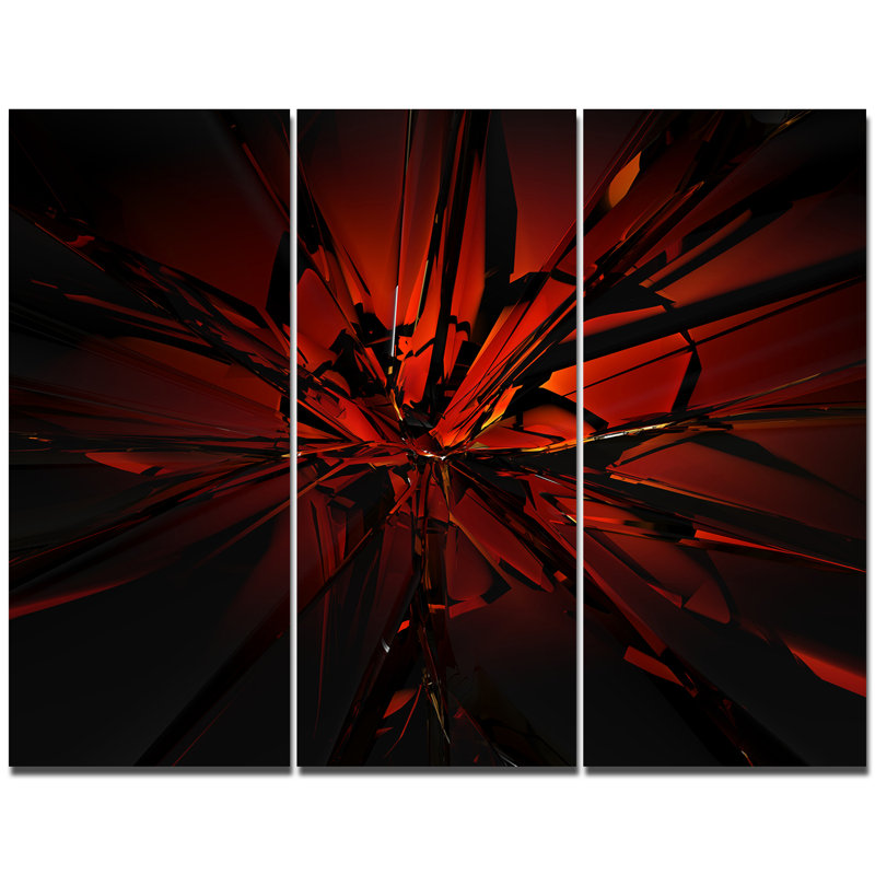 " Beautiful Red 3D Crystal Design " 3 - Pieces