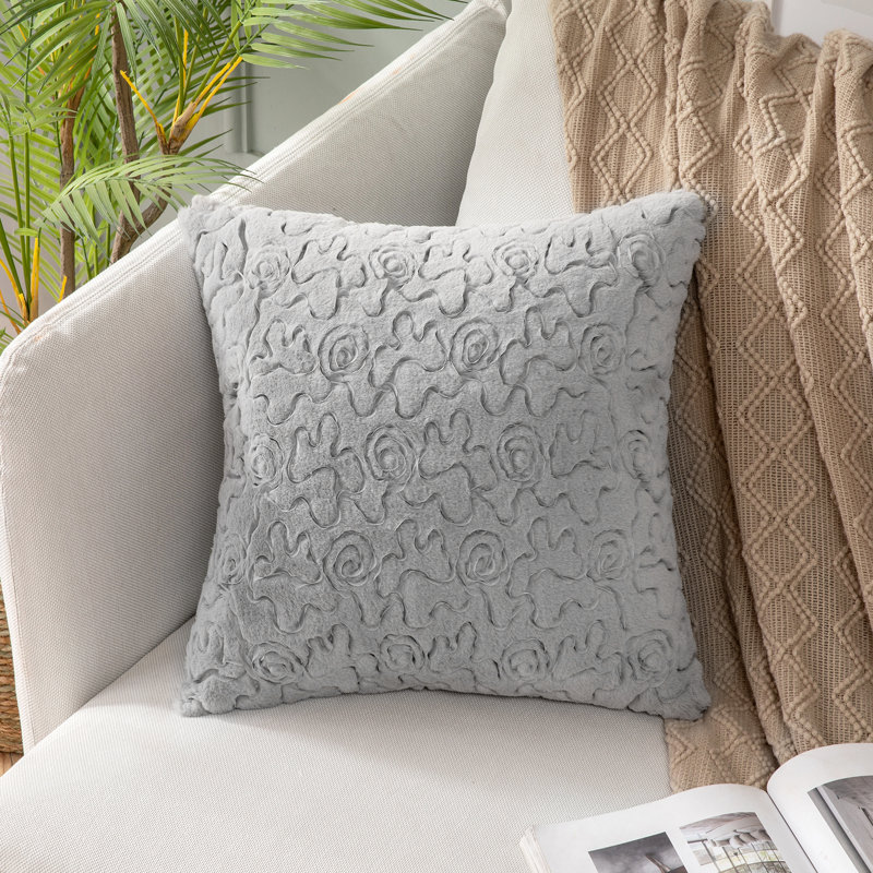  Housse de coussin Floral, H 20 po x l 20 po, Gris
