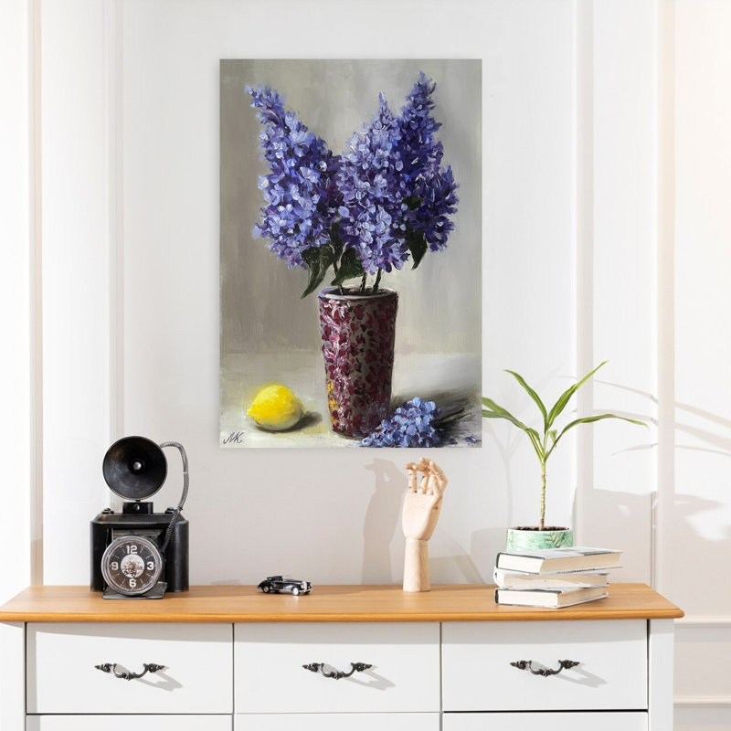 Lilac Still Life With Lemon by Marina Kozyr - Wrapped Canvas Print, 60.96 cm H x 40.64 cm W