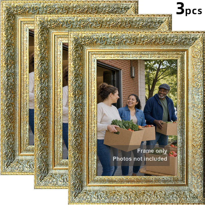 Cadre photo mural 3 pièces 5 "x 7" doré antique pour décoration de vestibule