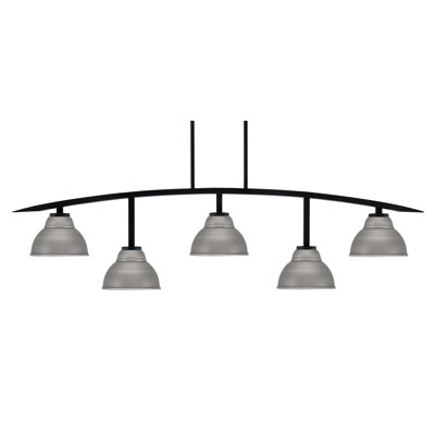 Kurve 5 Light Bar Shown In Matte Black Finish With 7" Double Bubble Metal Shades