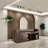 Vintage Rectangular Front Desk with LED Light Strip and Versatile Storage Solutions