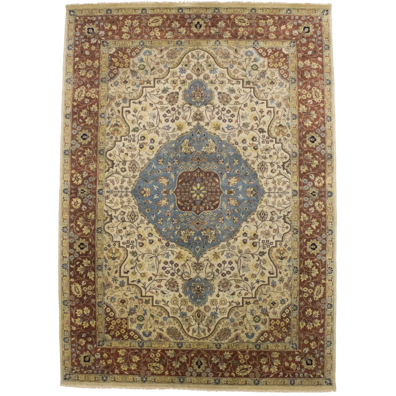 Tapis beige en laine noué à la main Amory