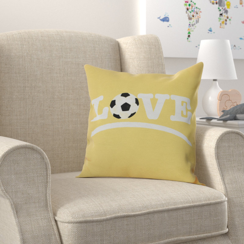 Goals, Gourds, And Gatherings Reversible Throw Pillow, 20" H x 20" W, Yellow