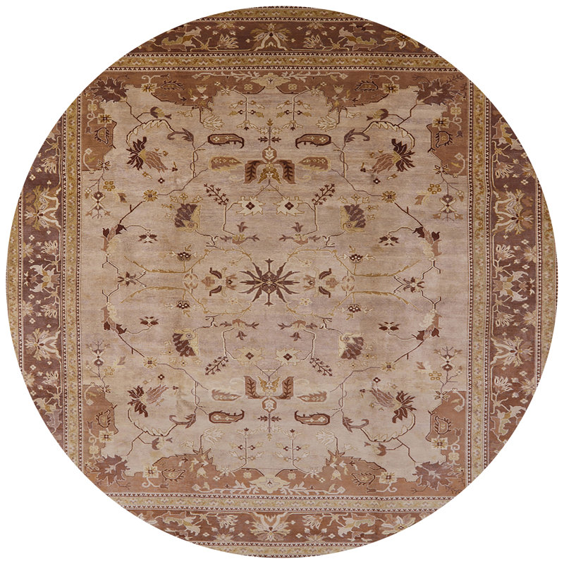 Tapis oriental brun / gris khajag, Rond 3 pi