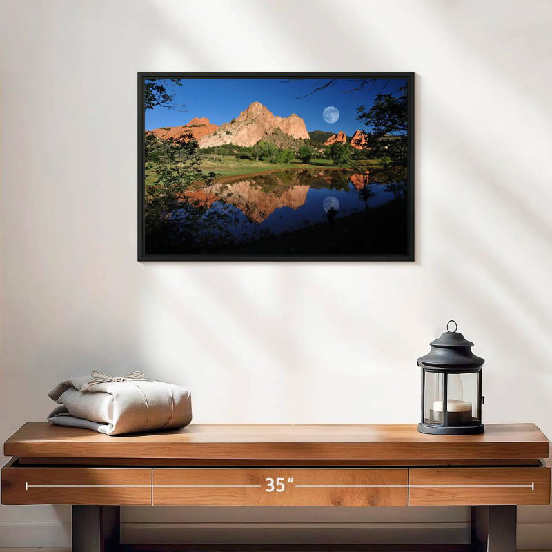Jardin du lac des Dieux, 19 po x 13 po, Cadre flottant noir