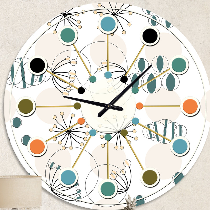 Motif géométrique abstrait moderne - Horloge murale Mid-Century, Moyenne