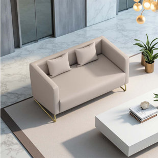 Double-seater light white business reception sofa