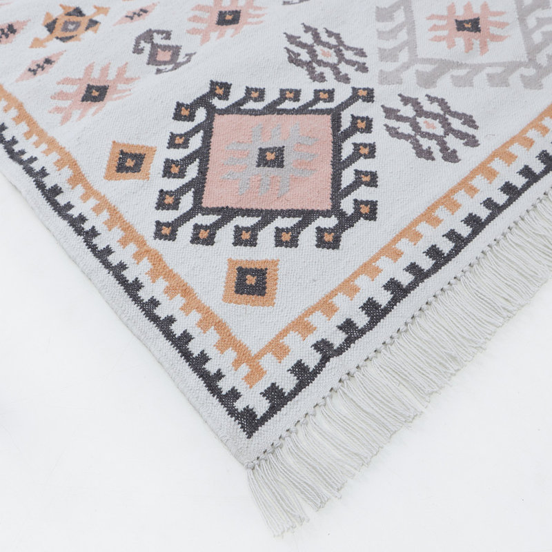 Agra Southwestern Area Rug in Pink/Black/Orange, Runner 2'6" x 9'