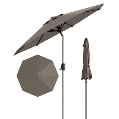 9Ft Patio Umbrella - 8 Sturdy Ribs Outdoor Table Umbrella Market Umbrella with Crank Lift & Push Button Tilt for Pool, Deck, Yard, Garden - Sky Blue